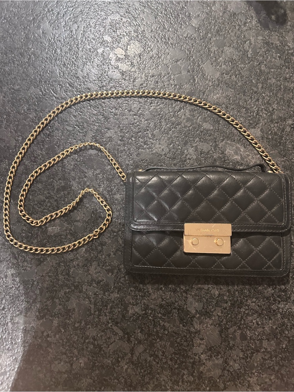 Michael Kors Black Quilted Crossbody with Gold Hardware